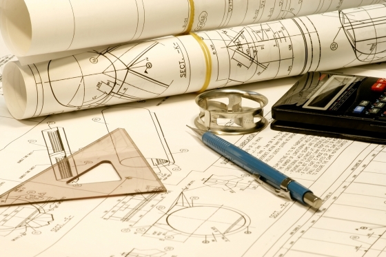 Blueprints and drafts of projects.